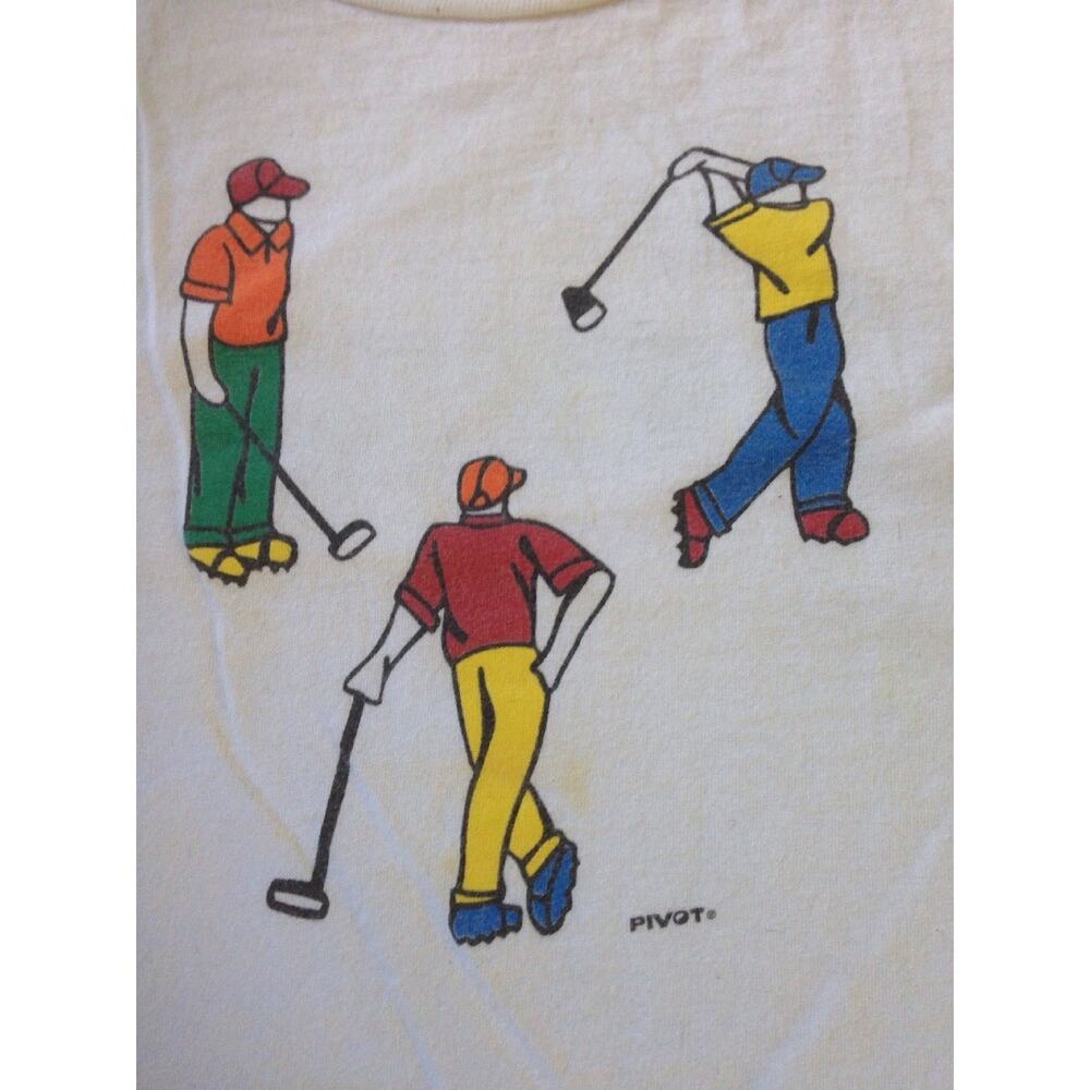Vintage 90s Pivot Sportware Colorful Golfers Golf Cotton T-Shirt USA Made XL 52"